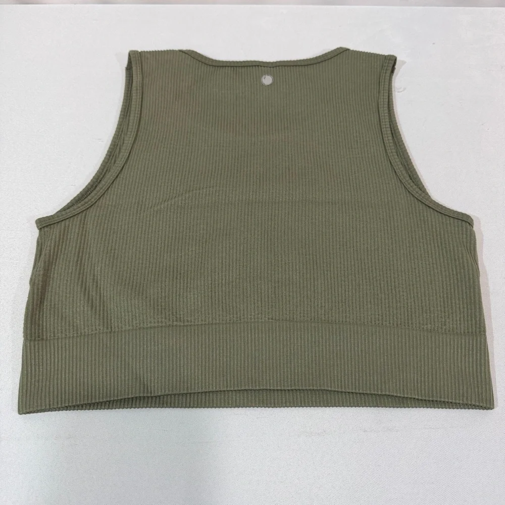 Yogalicious ribbed crop tank Top XL Green Exercise Activewear Yoga Fashion - Picture 6 of 9